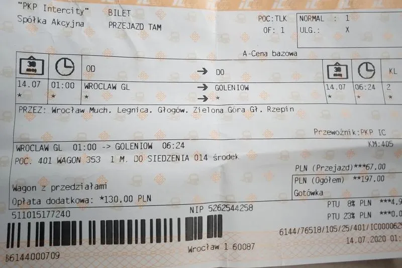 Kupno biletu w pociągu